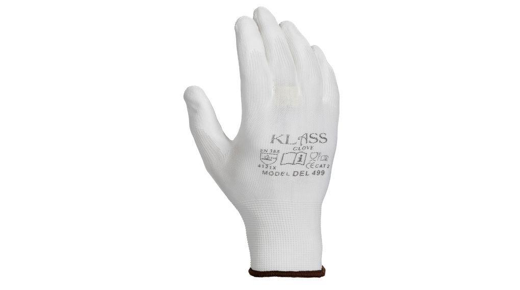 Protective Gloves, Polyester, Glove Size 8, White, Pack of 10 pairs